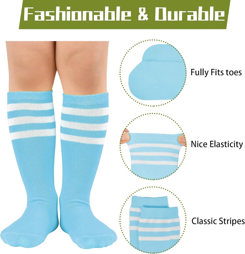Zando 4 Pairs Toddler Soccer Socks Boys Baseball Black Knee High Sport Girls Long Cotton Socks Blue 2/Black 2 6-9 Years - Image 2